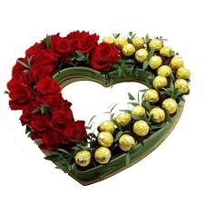 Foto de Corazon rosas y ferrero San Valentin